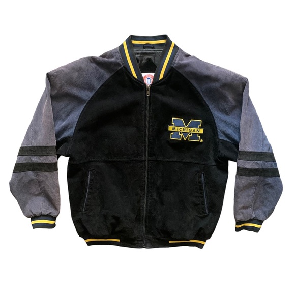 Vintage Other - Vintage 90s University of Michigan Men’s Leather Bomber Varsity Jacket Size M